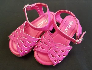 Place Girls Pink Strap Cork Heel Sandals Size 6  - Picture 1 of 5