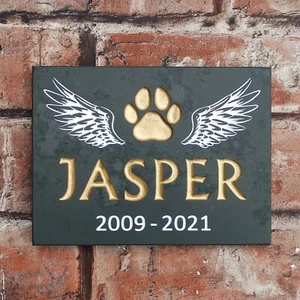 Haustier Gedenktafel personalisierter Schiefer Grab Grabstein Marker Hund oder Katze Name - Bild 1 von 6