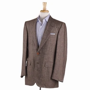 NWT $2895 D'AVENZA Brown-Orange Woven Melange Linen-Wool Sport Coat 40 R - Picture 1 of 9