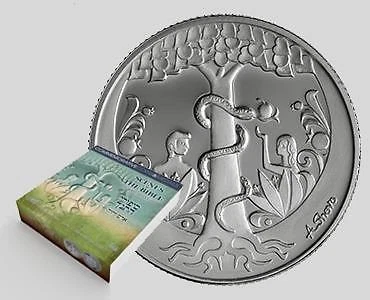 ISRAEL COIN & MEDAL 2015 BIBLE STORY ADAM & EVE ART PROOF SILVER MEDAL UNC - Image 1 of 1