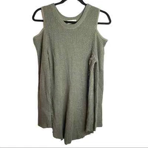 Altar’d State Cold Shoulder Loose Sweater olive SZ med waffle style. Long Sleeve - Picture 1 of 7