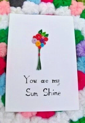 Paper Quilling Handmade Multi color Flower Birthday Anniversary Greeting Card - Image 1 of 4