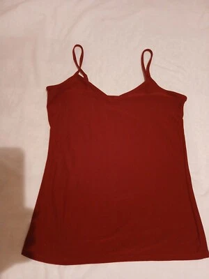 Mujeres Rojo Oscuro Elastizado Camiseta sin mangas Talla M Debajo Blusa Top Sexy Verano Suave AjusteJu Foto 1 de 4