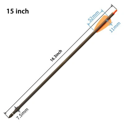 12 piezas pernos de ballesta de 7,5-15" flechas de carbono 2 paletas levas golpe preciso caza Foto 1 de 4