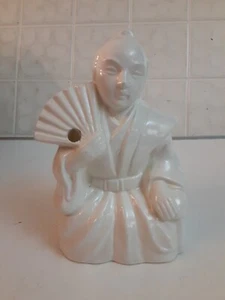 Vintage Orchids of Hawaii R-21 White Ceramic Tiki Mug Samurai Man with Fan - Picture 1 of 3