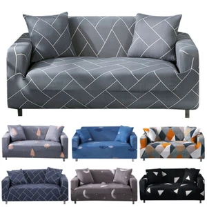 1 2 3 4 Seater Slipcover Floral Printed Stretch Sofa Couch Cover Chair Protector - Picture 1 of 44