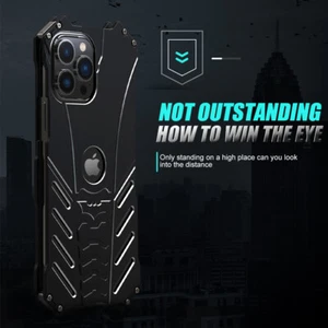 R-Just Metal Bumper Aluminum Hard Case Back Cover for iPhone 13 14 15 16 Pro Max - Picture 1 of 12