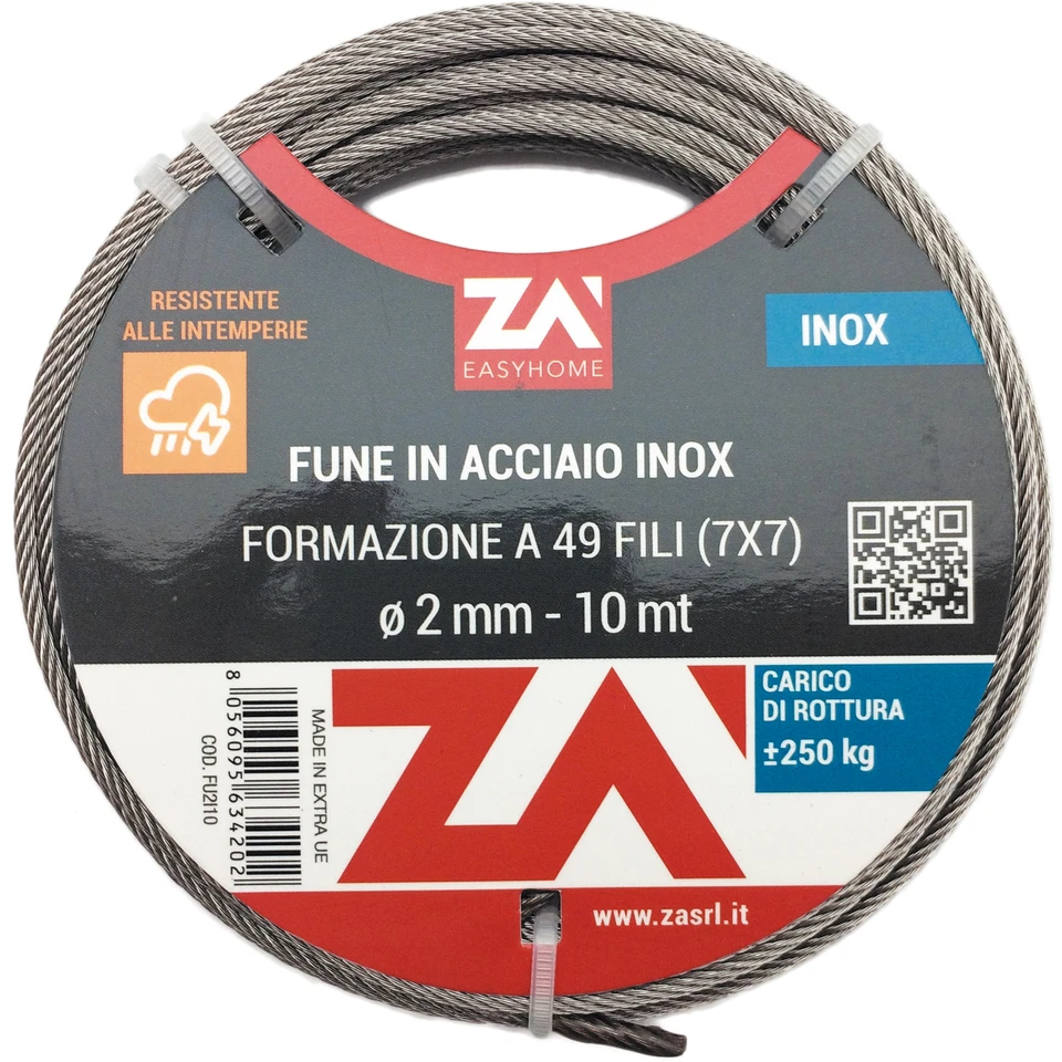 1743   Q.TA' 1 FUNE ACCIAIO INOX 49F D 5 MM 10 M - Immagine 1 di 1