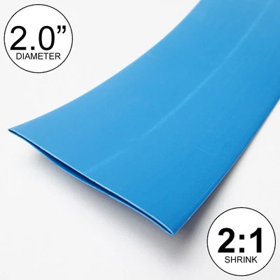 Tubo termorretrátil azul identificação 2:1 proporção 2,0" envoltório (2x24"= 4 pés) polegadas/pés/a 50mm - Imagem 1 de 4