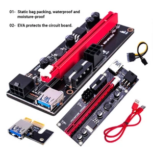 PCI Express Riser Card USB 3.0 Kabel PCI-E 1X auf 16X 4Pin 6Pin Netzteil DE - Bild 1 von 12