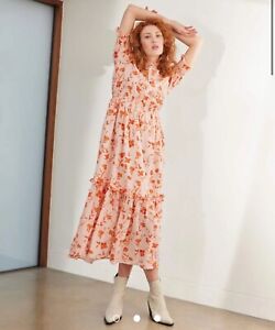 Really Wild NWOT Shrimpton Silk Maxi Dress Size 10 £625 Tiered Floral Designer