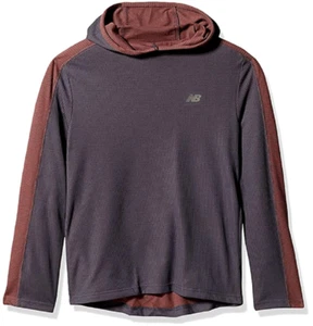 New Balance Boys' Hooded Pullover, Thunder/Tempo Red - Please Choose Size - Picture 1 of 5
