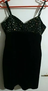 Women Ladies Sequin Black Velvet & Multicoloured Glittery Party Dress size 8 - Picture 1 of 12