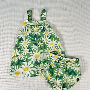 Patagonia Baby Girl Romper Dress & Diaper Cover Size 18 Months Green Flowers