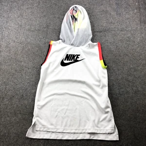 Nike Hoodie Youth XL White Logo Pullover Fleece Sleeveless Shirt Mesh - Picture 1 of 9