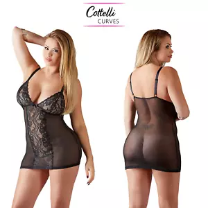Cottelli Curves Vestito Intimo in Rete Trasparente con Ricamo in Pizzo Fino 4XL - Picture 1 of 9