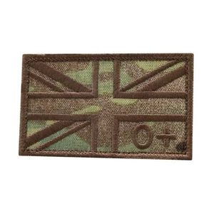union jack blood type OPOS o+ flag 2x3 25 multicam MTP embroidered UK patch - Bild 1 von 2