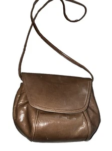 Small Clutch Shoulder  Bag, Vintage Nordstrom Brown Leather Fold in Strap - Picture 1 of 14