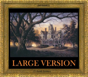 Victorian Haunted Halloween Gingerbread Mansion Fall Football Art SIGNED Souders - Picture 1 of 2