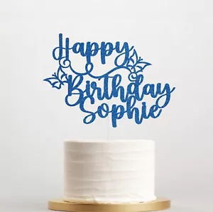 Personalised Birthday Cake Topper Any Name Age Butterfly Cake Decorations UK - Picture 1 of 21