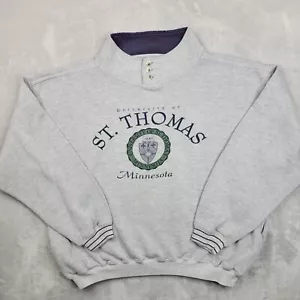 University St Thomas Sweatshirt Men Large Pullover Sweater Henley Mock Minnesota - Picture 1 of 8