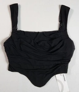 Ruched Open Back Boned Mesh Bustier Zip Back Corset Crop Top Womens Size Medium - Picture 1 of 7