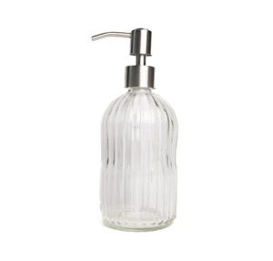 2 Pack Clear Glass Jar Soap Dispenser with Stainless Steel Pump, 14.2oz - Picture 1 of 1