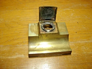 Antique ~ Cast Brass Arts & Crafts Inkwell Hinged Lid w/ Crystal liner ~ #4177 - Picture 1 of 9