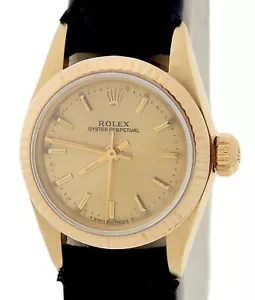 Orologio Donna Rolex Oyster Perpetual 67197 Oro Giallo Quadrante Champagne - Foto 1 di 7