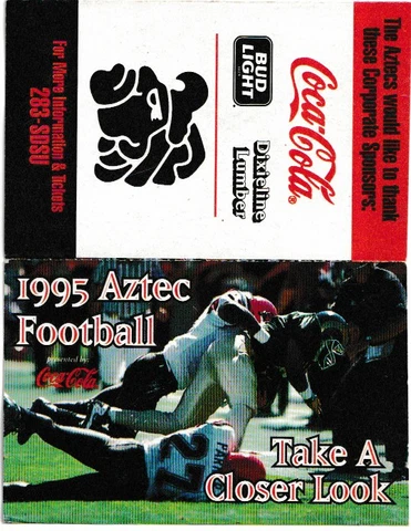 1995 San Diego State Aztecs - SDSU - football pocket schedule NCAA Cover