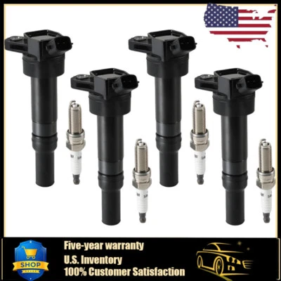 4* Ignition Coils & Iridium Spark Plugs For Kia Soul Forte Hyundai Elantra UF651 - Imagem 1 de 4
