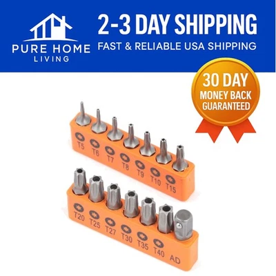 14-Piece Tamper Resistant Torx Bit Set, S2 Alloy Steel for Secure Fastening - Image 1 of 4