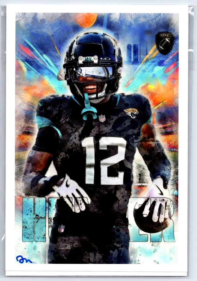 Travis Hunter 4x6 Art Photo Print John Rudolph Signed Jaguars Draft RC - Image 1 of 1