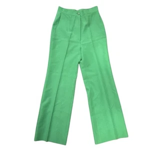 Vintage 70s Trousers Kelly Green Pants Women’s 27 60s Retro Disco Wide Leg - Picture 1 of 8