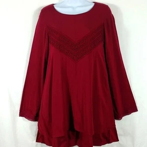 Miami Damen Burgunderrot Stufen Trompetenärmel Spitze Fließend Minikleid Größe XS - Bild 1 von 10