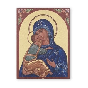3" x 4" Our Lady of Vladimir Gold Embossed Wood Plaque 530-242 - Picture 1 of 1