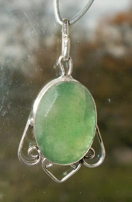 Edelstein ANHÄNGER  Silber pl. mit  SMARAGD QUARZ  NEU! - Bild 1 von 3