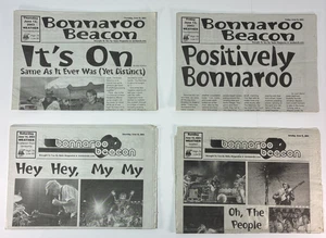 Kompletter Satz von 4 Bonnaroo Leuchtfeuer Zeitungen 2003 12. Juni 13 14 15 2003 vor Ort Papier - Bild 1 von 9