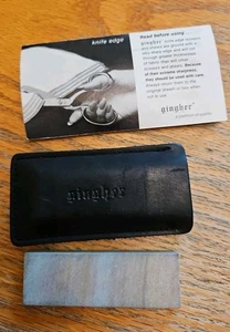 Gingher G-S Arkansas Wetzstein Messer Kantenschneider Lederetui 1x3 - Bild 1 von 3