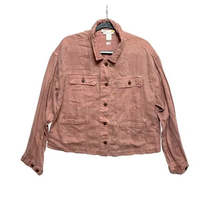 C&C California Jacket Womens Size M Pink Linen Lyocell - Picture 1 of 11