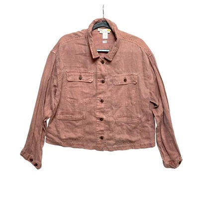 C&C California Jacket Womens Size M Pink Linen Lyocell - Image 1 of 4