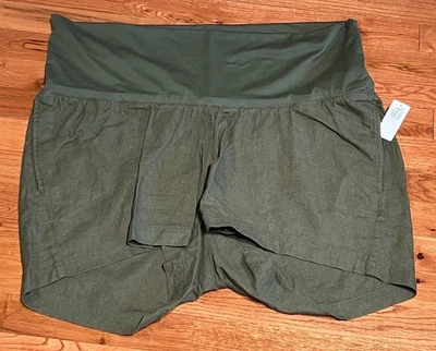 NWT Old Navy Women Maternity Shorts Linen Blend Pull On Belly Band Green XL - Image 1 of 4
