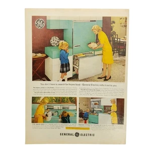 1963 General Electric GE Appliances Vintage Print Ad Refrigerator Freezer Washer - Picture 1 of 2