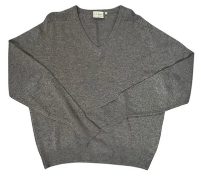 Suéter masculino vintage LL lã de cordeiro feijão XL gola redonda raglan feito na Escócia - Imagem 1 de 4