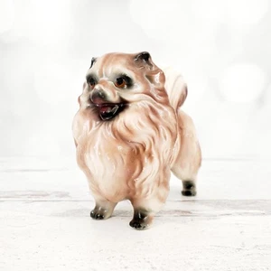 Vintage Keramik glänzende Perle Pommerscher Hund 5" Figur - Bild 1 von 7
