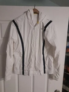 Vintage Windrunner Jacke Full Zip Kapuze Weiß & Navy Blau Herren Medium  - Bild 1 von 19