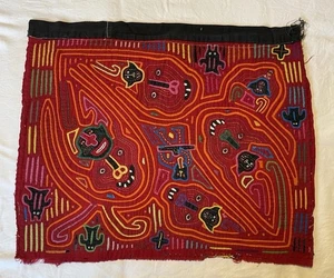 Tapiz vintage cosido a mano Kuna Mola Panamá apliques arte popular textil animales - Imagen 1 de 4
