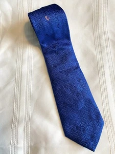 Thomas Pink Dark Blue Gecko Print 100% Silk Neck Tie - Picture 1 of 7