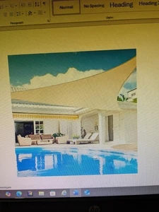 SAIL CLOTH TRIANGLE SHAPE BEIGE 12X12X17 98%UV PROTECTION - Picture 1 of 8
