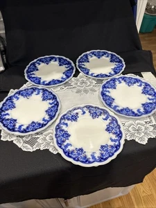 Vintage Set of 5Georgia Johnson Bros. England Flow Blue Dinner Plates 9” - Picture 1 of 6